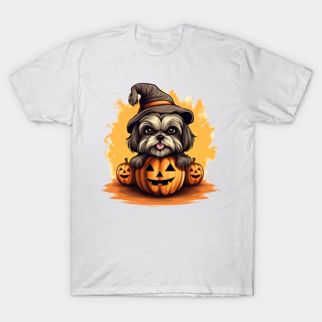 Halloween Shih Tzu Dog #3 T-Shirt by Chromatic Fusion Studio